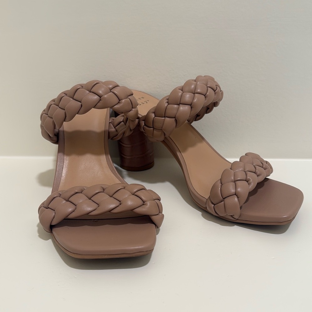 a new day Braided Brown Heeled Sandals